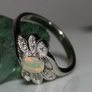 Natural Ethiopian Welo Fire Opal 925 Silver Ring
